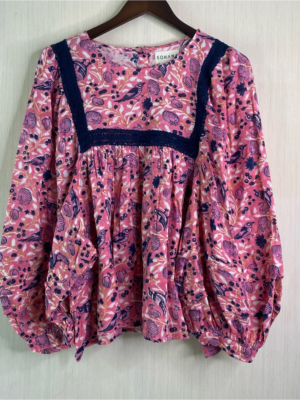 NWT Sohana Women’s Pink Floral Boho Peasant Brit Top Nest Print 2XL